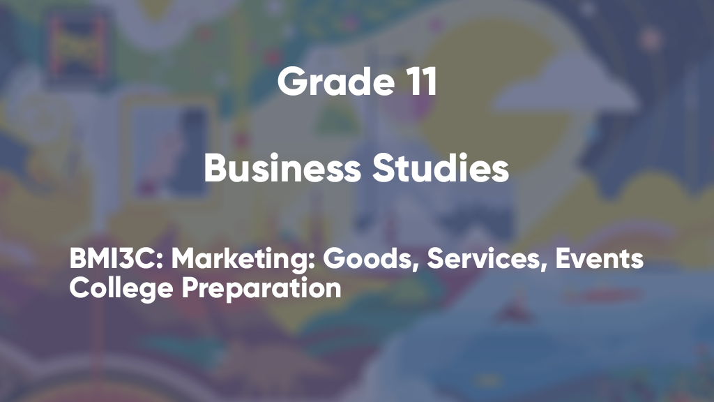 BMI3C: Marketing: Goods, Services, Events, College Preparation
