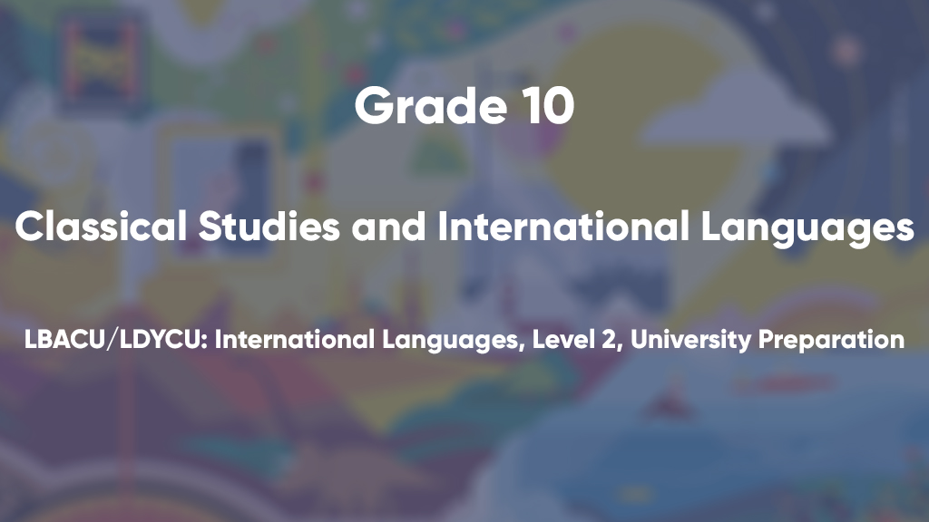 LBACU/LDYCU: International Languages, Level 2, University Preparation